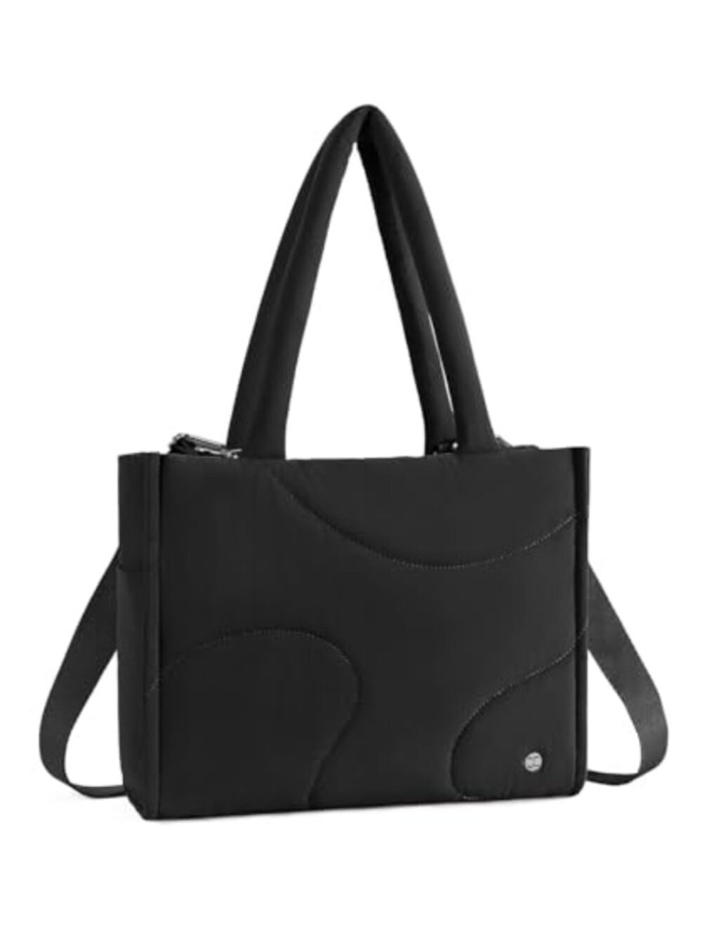 Nylon Quilted Puffer Tote Bag Crossbody Laptop Purse Travel Work Bag